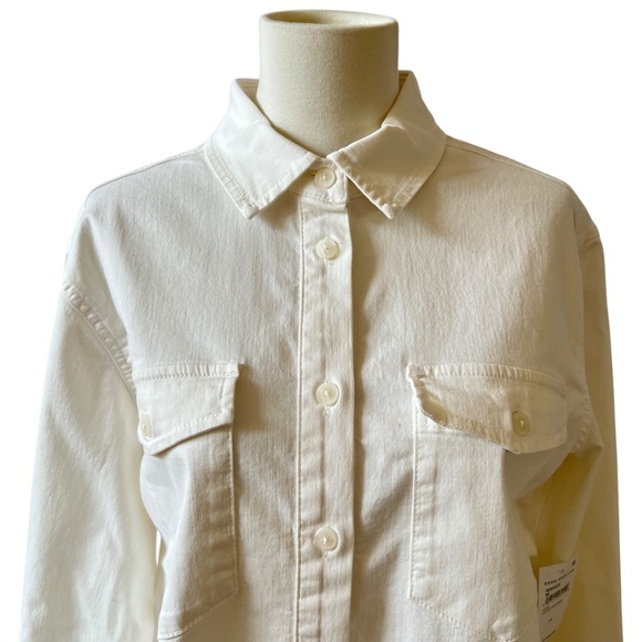 GOOD AMERICAN SHIRT NWT S CLOUD WHITE IVORY WESTERN CASUAL MINIMALIST CLASSIC - Picture 3 of 12